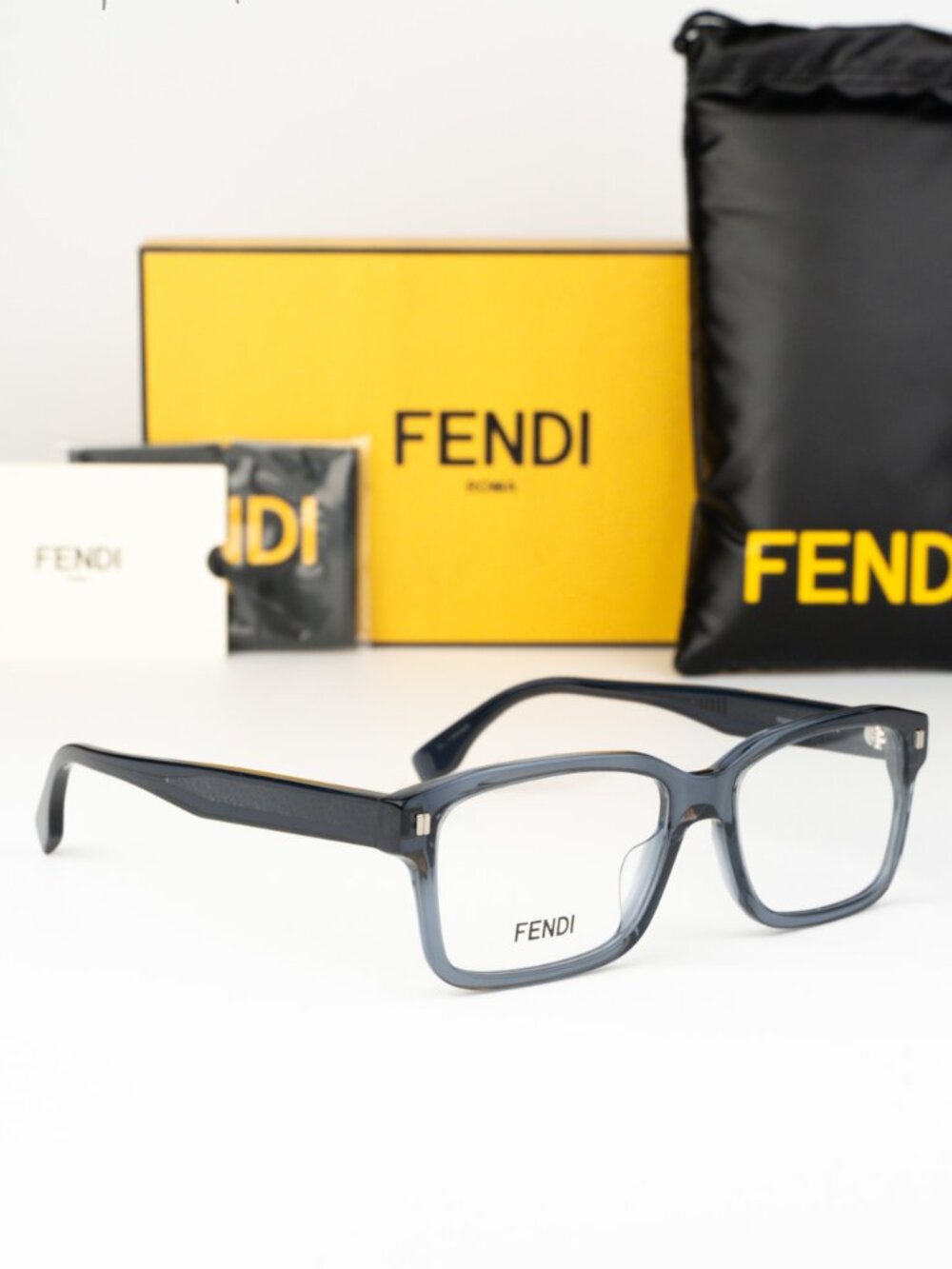 Fendi Women Eyeglasses Rectangular Dark Blue Demo FE50030I 089 NEW AUTHENTIC
